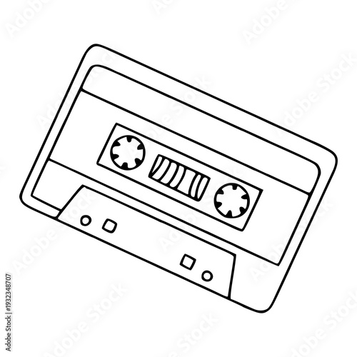 vintage 80s music cassette minimalist outline drawing