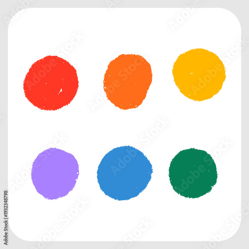 Creative Crayon Color Chart Set with Rough Hand Drawn Graffiti Texture.