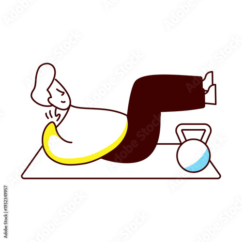 A drawing style illustration showing abs exercise
