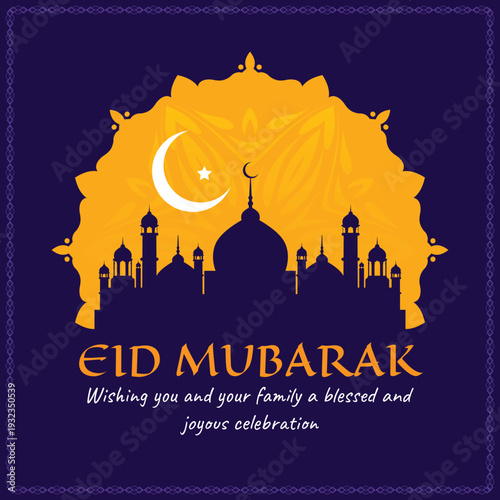 Decorative Holy islamic festival Eid Mubarak mosque background