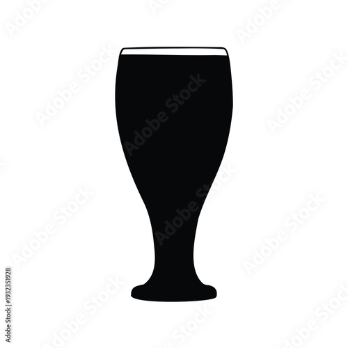 Isolated silhouette of tulip shaped glass, simple icon, vector illustration