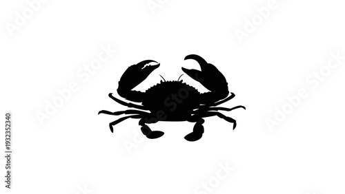 Black silhouette of a crab isolated on white background