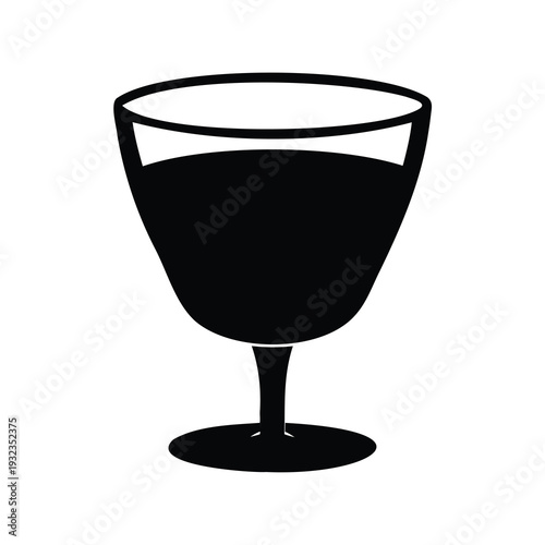 Minimalist silhouette of a wine glass filled with dark red wine