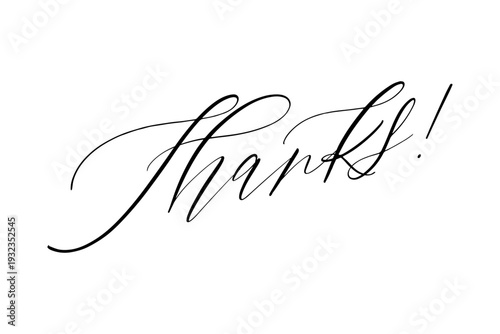 Thanks! - おしゃれな手書き風の、Thanks!（ありがとう！）の文字のロゴマーク（カリグラフィー）
