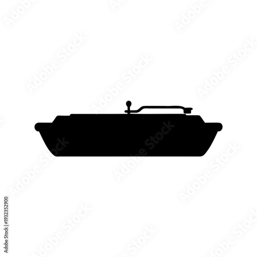 Silhouette of a pressure cooker showing the handles and steam release valve