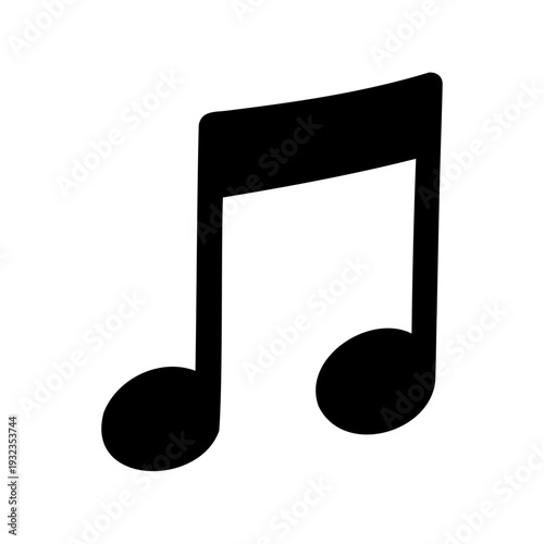 Black musical note symbol with two flags representing duration and pitch