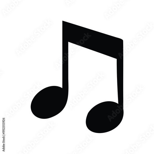 A black and white image depicting a musical note over a white background