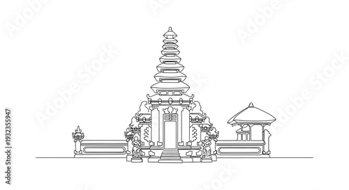Detailed Architectural Drawing of Temple Structure.
