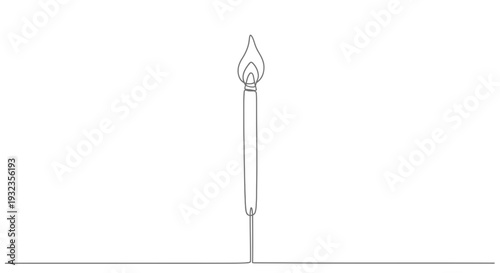 Simple Line Drawing of a Candle.
