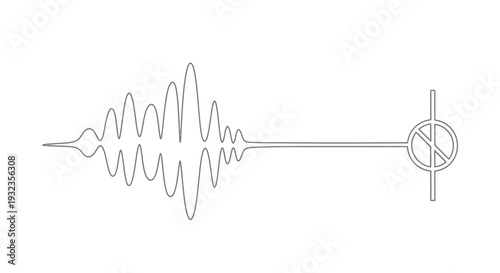 Simple Line Drawing of Sound Wave and Target.