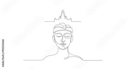 Woman Meditating with Lotus Flower Symbol.