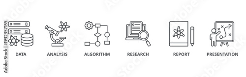 Data scientist banner web icon vector illustration concept