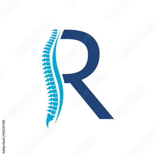 Letter R spine logo icon isolated on white background
