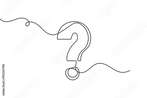 Continuous one line art question mark graphic simple outline design for business problem solving
