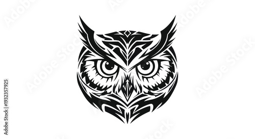 Tribal Owl Head Tattoo Design - Vector Art