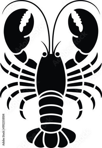 Lobster silhouette icon, black marine animal vector illustration of a crayfish isolated on white background