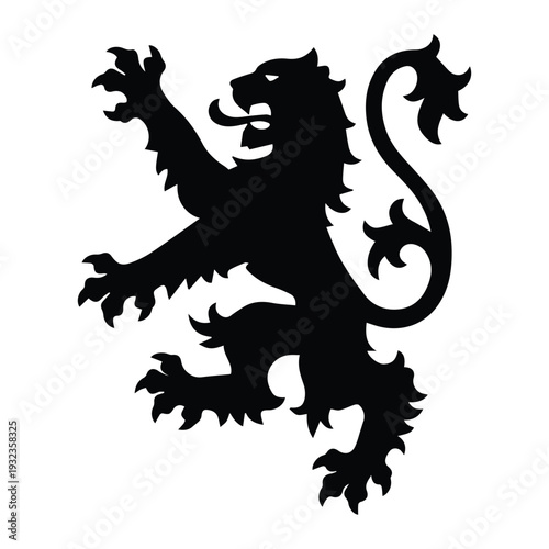 Scottish lion rampant Icon Silhouette vector black design on a white background