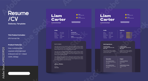 Modern Resume CV Template with Clean and Professional Layout Design