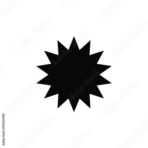 Bold black starburst shape on white background
