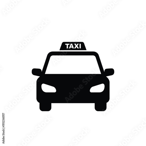 Modern taxi cab silhouette with illuminated sign on roof