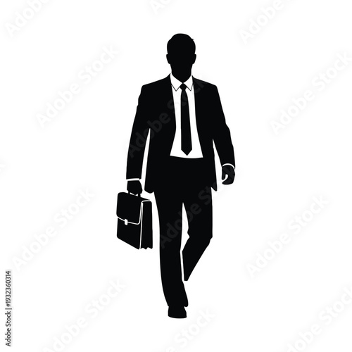 Professional businessman walking with briefcase in modern corporate attire