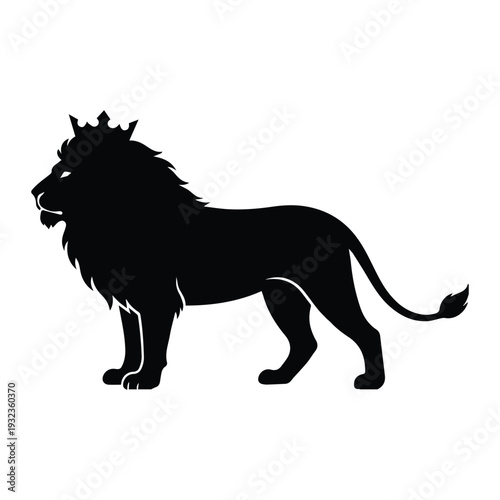Lion king with crown Icon Silhouette vector black design on a white background