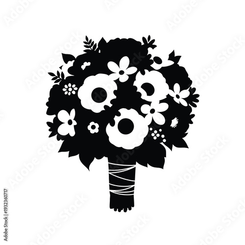 Elegant bouquet of flowers in black and white