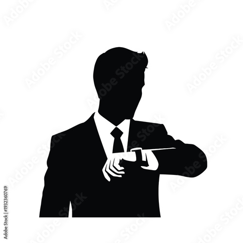 Professional businessman silhouette pointing forward confidently