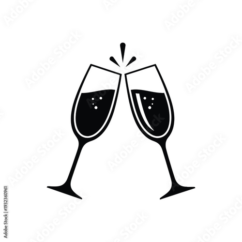 Elegant champagne glasses clinking together in celebration