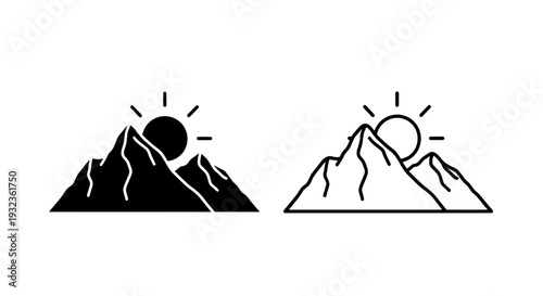 Sunrise mountain scenery Vector