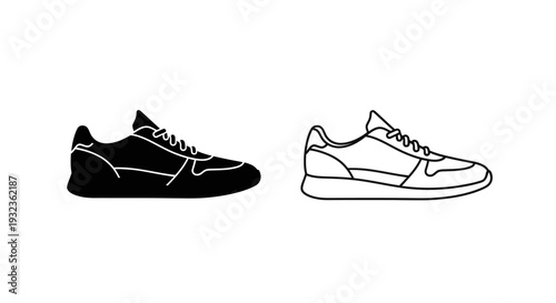 Black and white sneakers Vector
