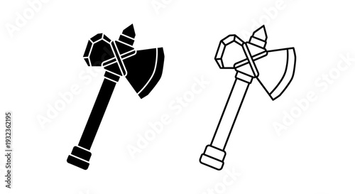 Two axes, one black one white Vector