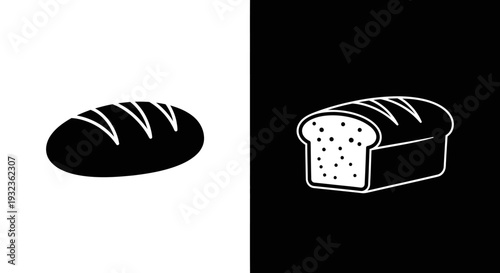 Bread loaves black white Vector