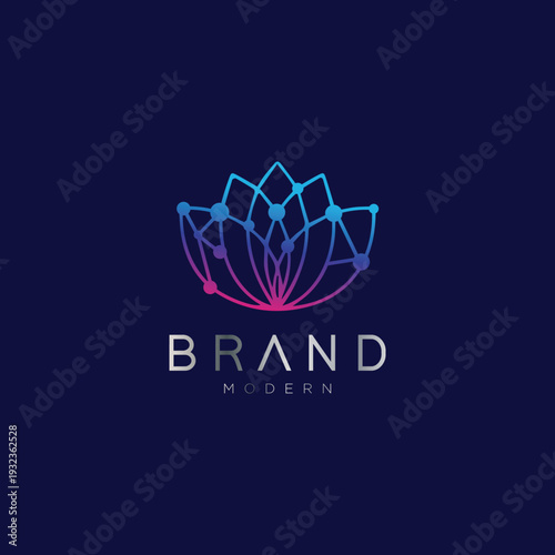 Lotus Tech Logo Line Connection Concept Design