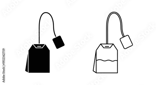 Tea bag icon set Vector