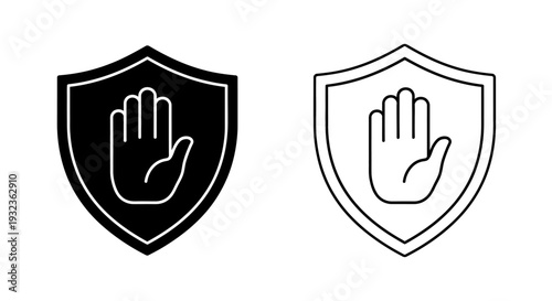 Stop hand symbol shield Vector