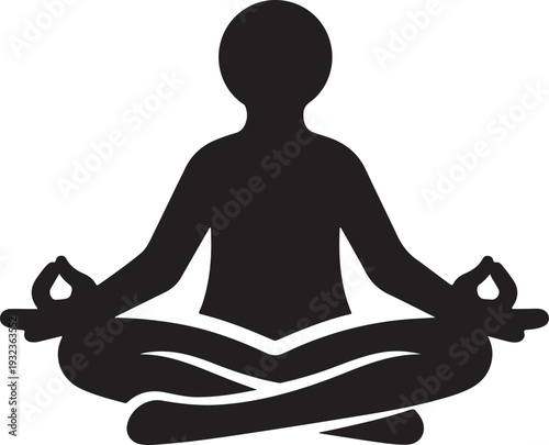 Black silhouette of a person meditating in lotus position vector