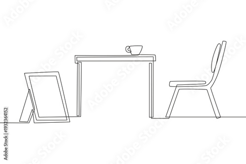 Outdoor cafes concept one-line drawing