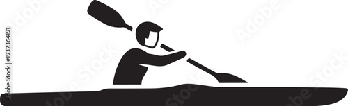Vector silhouette of a person kayaking