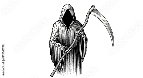 Grim Reaper with Scythe, Halloween, Death Symbol, Spooky Figure