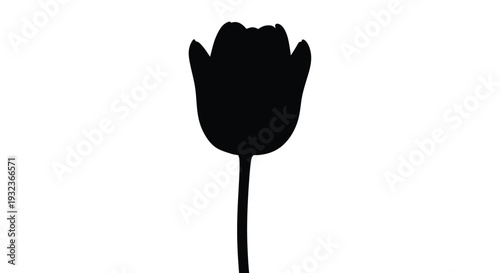 Minimalist silhouette of a single tulip flower against a plain white background
