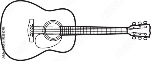 Acoustic guitar outline silhouette. Music instrument line icon. Vector illustration