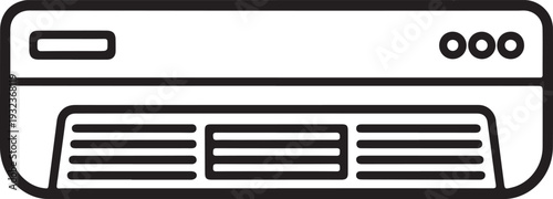 Air conditioner icon, black isolated on white background, vector illustration.