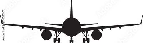 Airplane front view icon. Clipart image isolated on white background