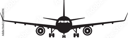 Airplane front view icon. Clipart image isolated on white background