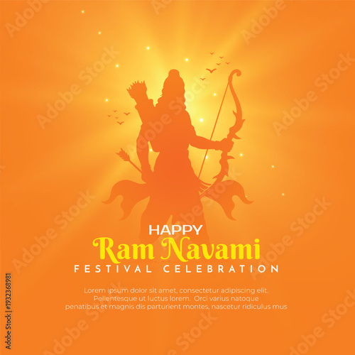 Lord Rama Silhouette Vector for Happy Ram Navami Festival