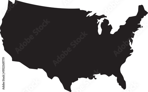 Black map of United States