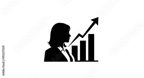 Business growth concept with silhouette of professional person and increasing chart
