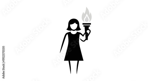 Woman holding torch in hand standing alone