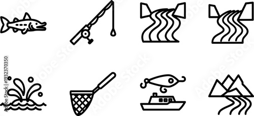 National American Paddlefish Day fishing and river icons